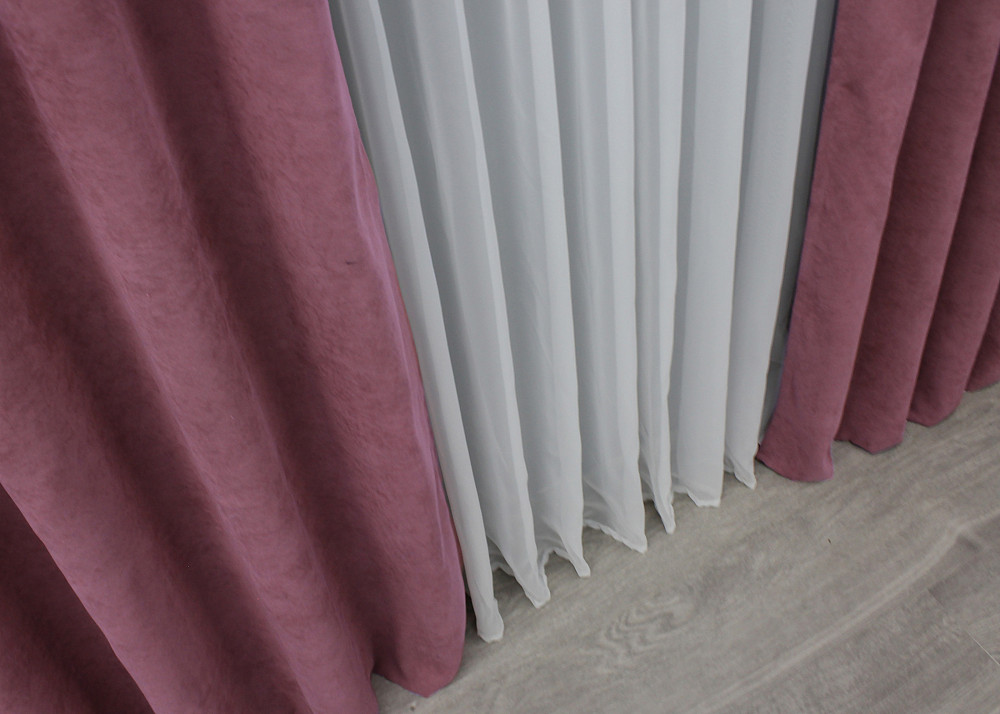 Комплект готових штор VR-Textil Мікровелюр Petek № 1490ш Пурпурний 150х270 см 2 шт (33-1047) Київ - фото 7