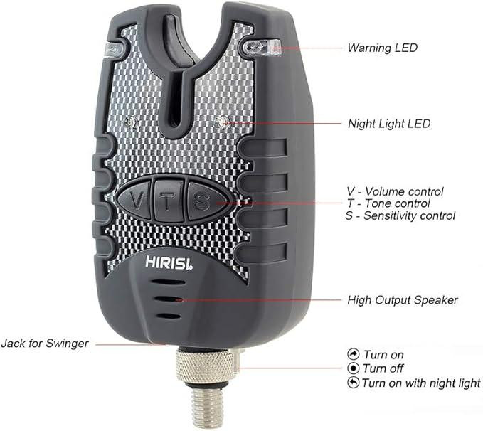 Набор Hirisi для рыбалки — 3 электронных сигнализатора поклевки и 3 свингера на цепочке в кейсе Киев - изображение 4