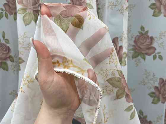 Тюль VR-Textil 1808т Шифон з принтом Білий з пудровим 400х270 см (42-1231) Київ