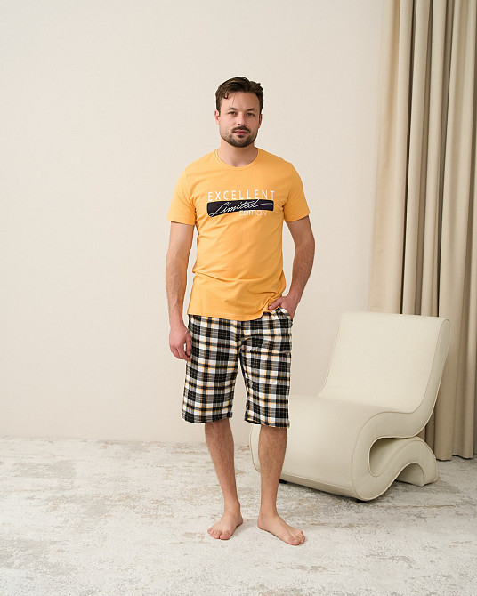 Чоловічий комплект для дому та відпочинку з шортами в карту — Excellent Tom John XXL Київ - фото 1
