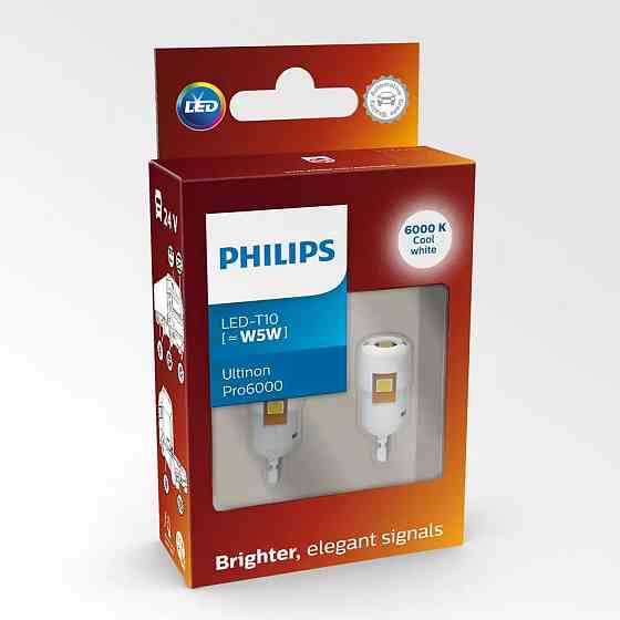 Комплект светодиодных ламп Philips 24961CU60X2 W5W LED Ultinon Pro6000 24V W2,1x9,5d WHITE Харків