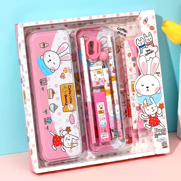 Пенал шкільний «Кролики» з канцелярським приладдям для школи в комплекті Кам'янець-Подільський - фото 1