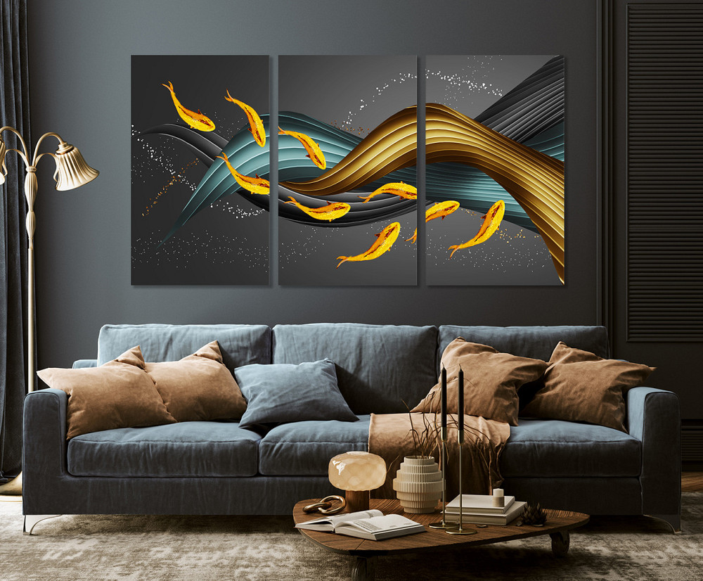 Модульная картина в гостиную / спальню  Золоті рибки   ART-006_3A 100х150 см Киев - изображение 3