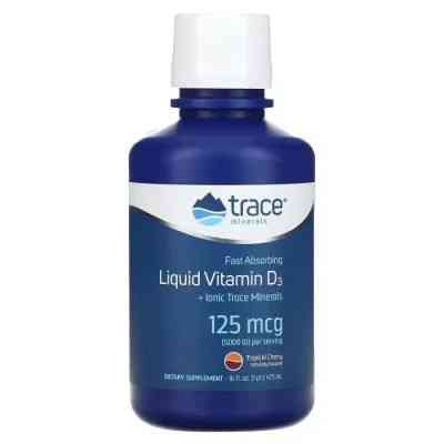 Вітамін Trace Minerals Вітамін D3, 125 мкг, смак тропічної вишні, Liquid Vitamin D3, 473 (TMR-00189) Вінниця