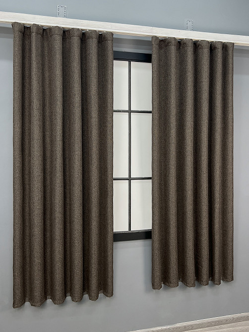 Комплект коротких штор VR-Textil Льон ELEMENTA № 1867ш Венге 130х170см 2 шт (35-0443) Київ - фото 3