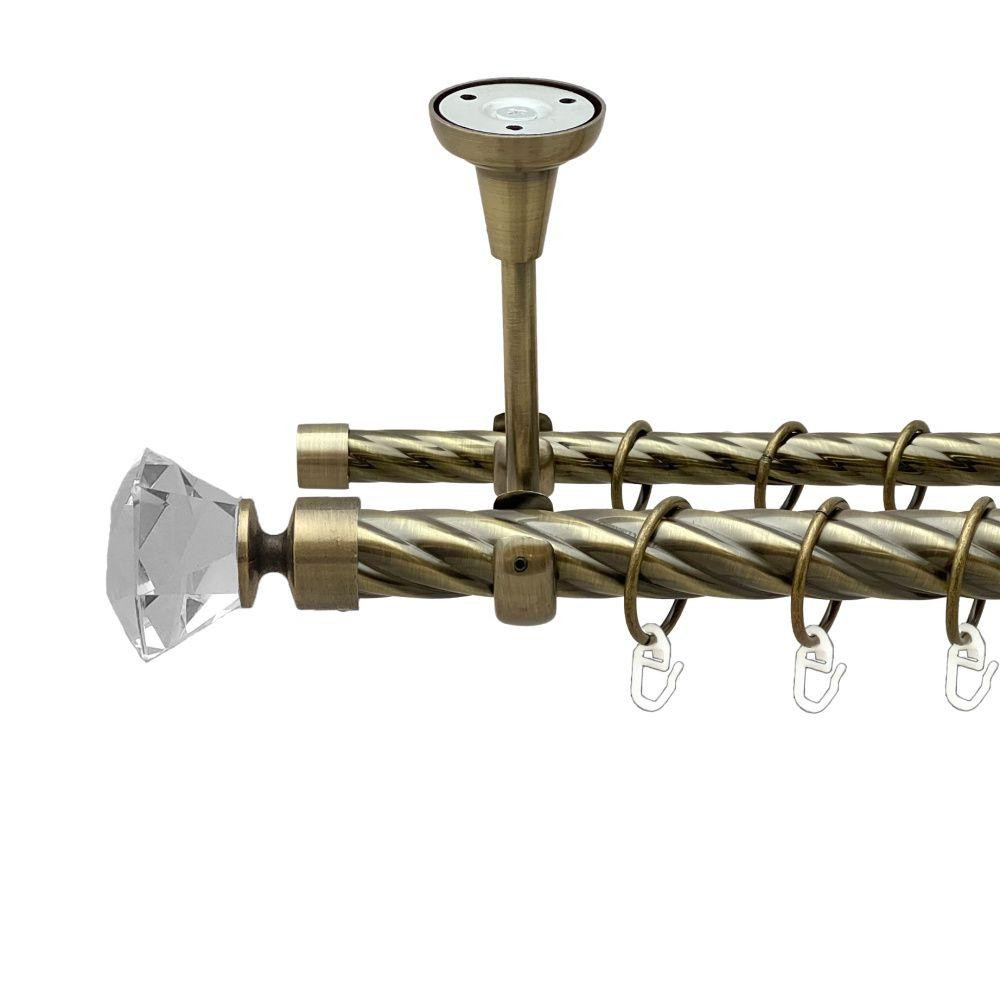 Карниз Orvit Спектралія металевий дворядний відкритий до стелі скручена труба кільце металеве Антик 25\16 мм 240 см (00-00019024) Львів - фото 1