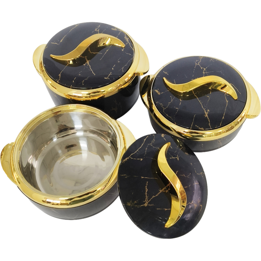 Набор термосов для еды 3в1 термоконтейнеры для сервировки стола, для хранения горячей и холодной пищи 2.5-2-1.5 л,чёрный Каменец-Подольский - изображение 6