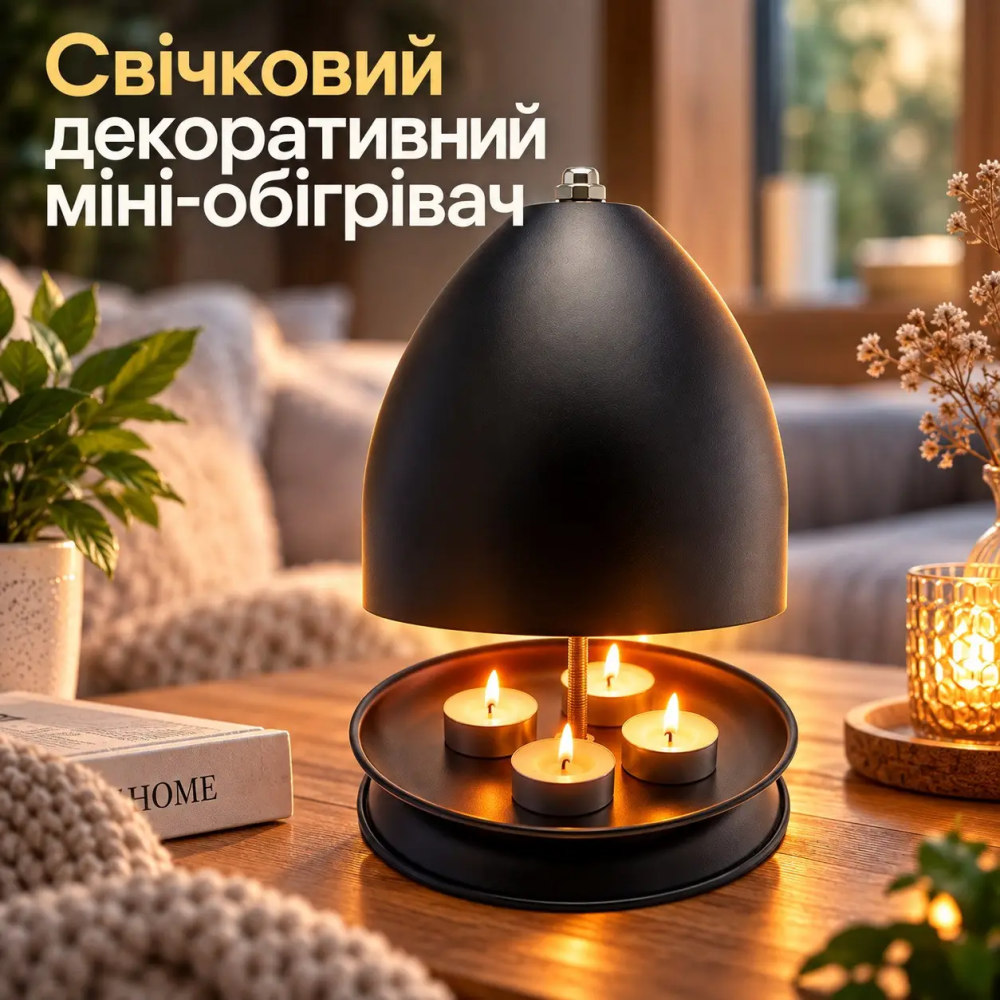Декоративний міні-нагрівач на свічках D084 Чорний Вінниця - фото 9
