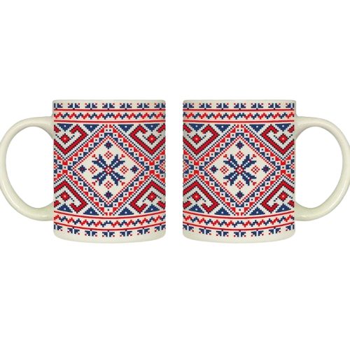 Чашка Вишиванка синьо - червона 325мл циліндр (подарункова уп) 3718 Кварта Житомир - изображение 2