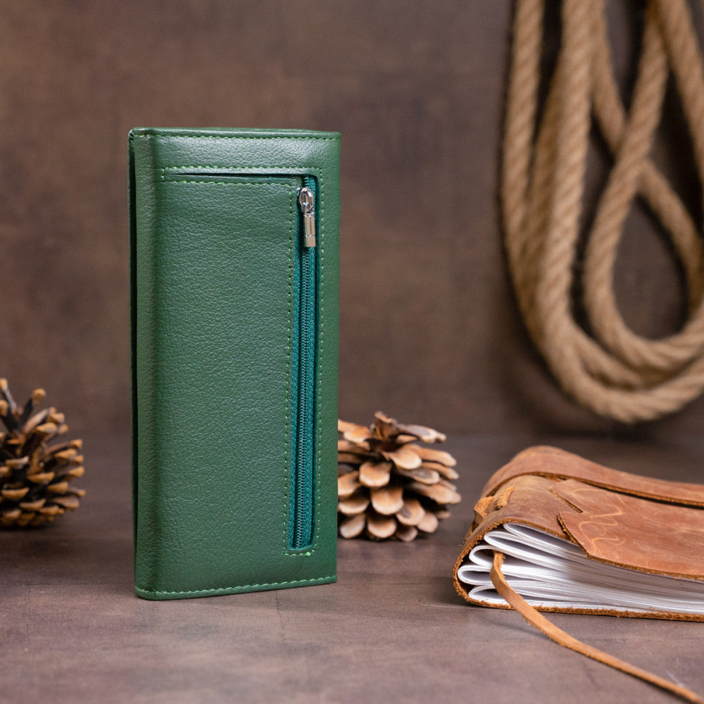 Кошелек на магнитах с клапаном женский ST Leather 19240 Зеленый Киев - изображение 9