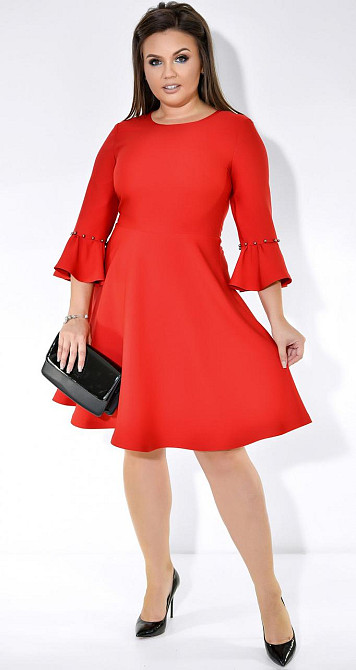 Червоне ніжне плаття з розкльошеною спідницею (42) Київ - фото 6