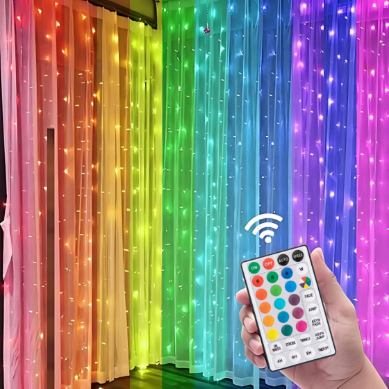 Гирлянда штора роса 3х3 RGB Niki Light роса від юсб роса на пульті завіса 300 лед різнокольорова 16 кольорів Київ