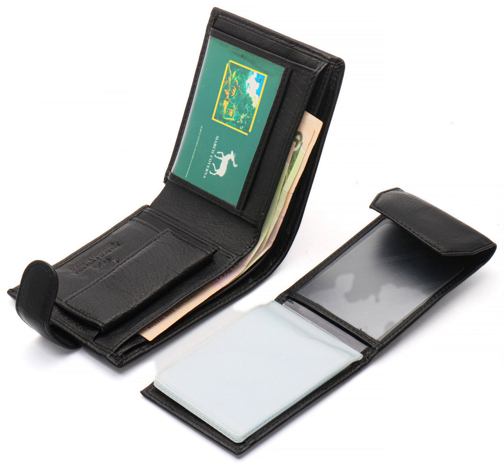 Черное мужское портмоне из натуральной кожи с визитницей Marco Coverna MC-2057-1 Киев - изображение 17