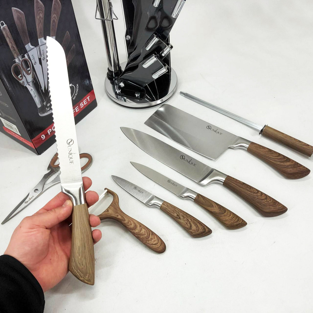 Професиональный кухонный набор ножей UNIQUE, Набор металлических ножей, Качественные ножи для дома QB-89 Львов - изображение 8