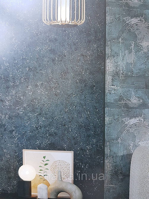 Обои виниловые на флизелине метровые Sintra Edelina под штукатурку структурные черные серые золотистые Киев - изображение 1