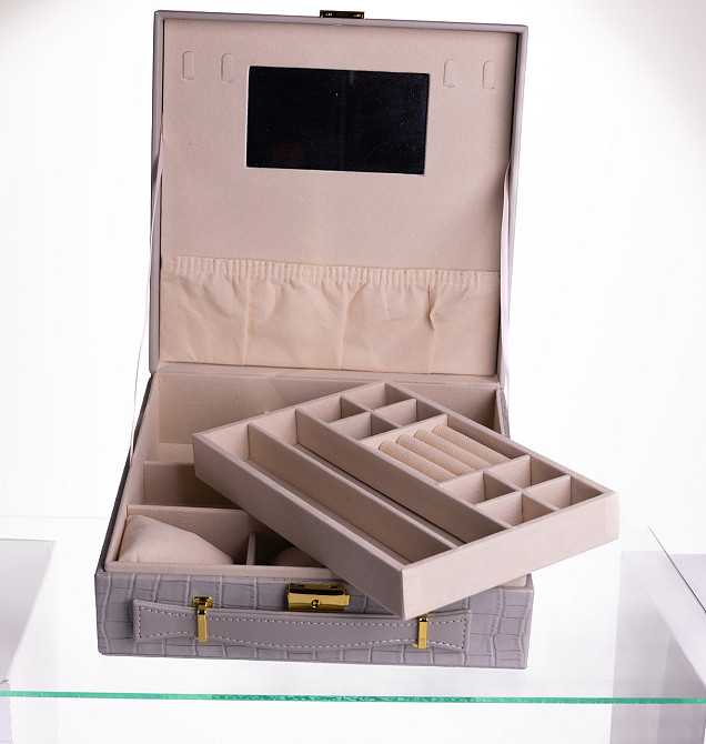 Скринька для прикрас з еко шкіри 2 яруси Сірий HP-5-35G Коломыя - изображение 3