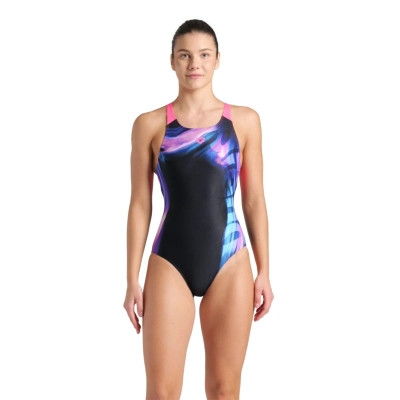 Купальник Arena Dreamhline Swimsuit V Back 008328-500 чорний, фіолетовий, бірюзовій 44 (3468337427988) Вінниця - фото 1
