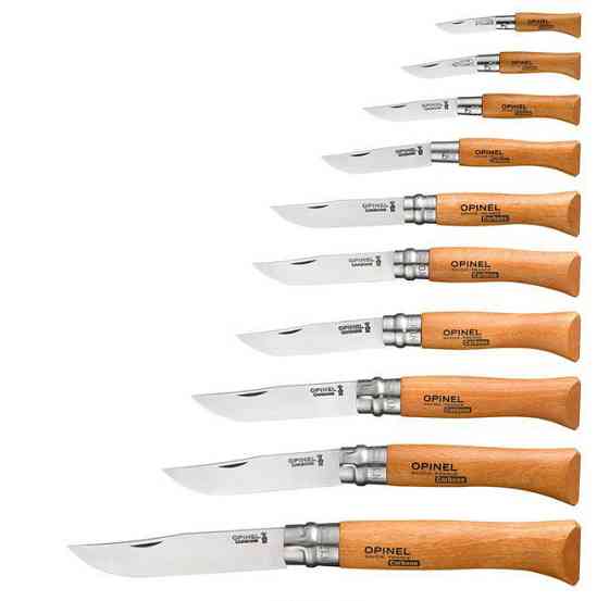 Універсальний Набір Ножів 10 штук у дерев'яній коробці Opinel "No.02 - 12" (183104/183102) Вуглецева сталь Нововолинськ