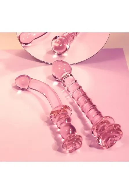 Изогнутый стеклянный розовый фаллоимитатор для точки G Dream Toys Glaze Glass с бутоном Sex Aura Киев - изображение 5
