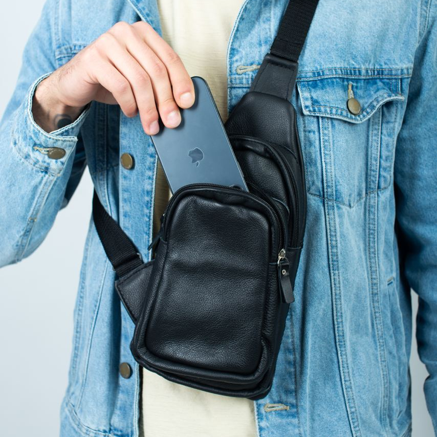 Сумка мішок через плече чоловіча, Чоловіча сумка через плече містка ділова крос-боді MI-54 Львів - фото 5