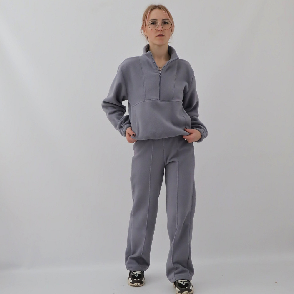 Жіночий теплий костюм (толстовка+штани палаццо)  Сіро-блакитний Кам'янець-Подільський - фото 2