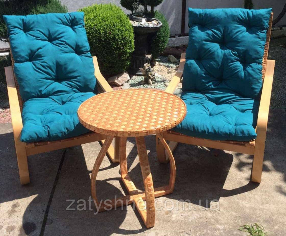 Гойдалки з подушками | Качалки плетені зі столом | меблі плетені з журнальним столом Київ - фото 1