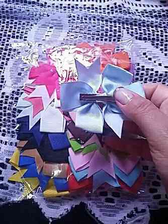 Дитяча заколка-бантик помаранчева, 1шт., розмір бантика 8см Київ