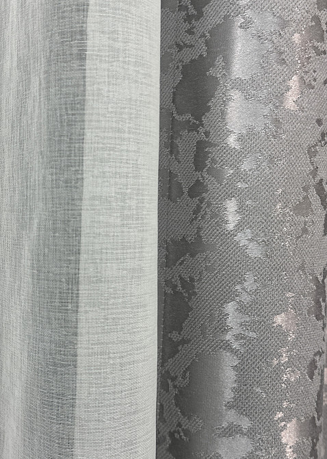 Комплект штор VR-Textil Лен Мрамор 200х270 2шт и Тюль 500х270 1714ш-1276т Серый с белым 71-009/6 Киев - изображение 7