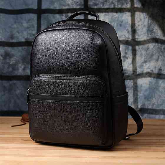 Вместительный рюкзак для мужчин из натуральной кожи Vintage 23045 Черный Киев
