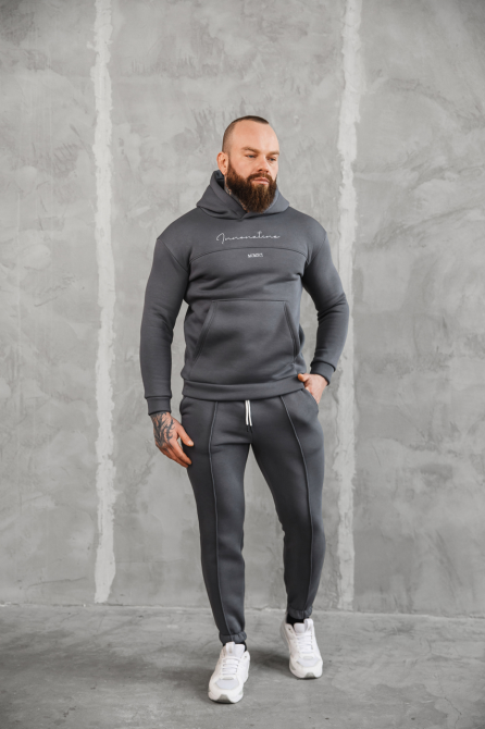 Теплый спортивный костюм мужской Европа Графитовый XL Харьков - изображение 1