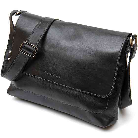 Кожаная мужская прямоугольная сумка Черный (GRANDE PELLE) Киев