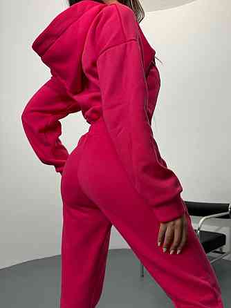 Жіночий повсякденний теплий комбінезон тринитка на флісі Рожевий, 44/46 Одеса