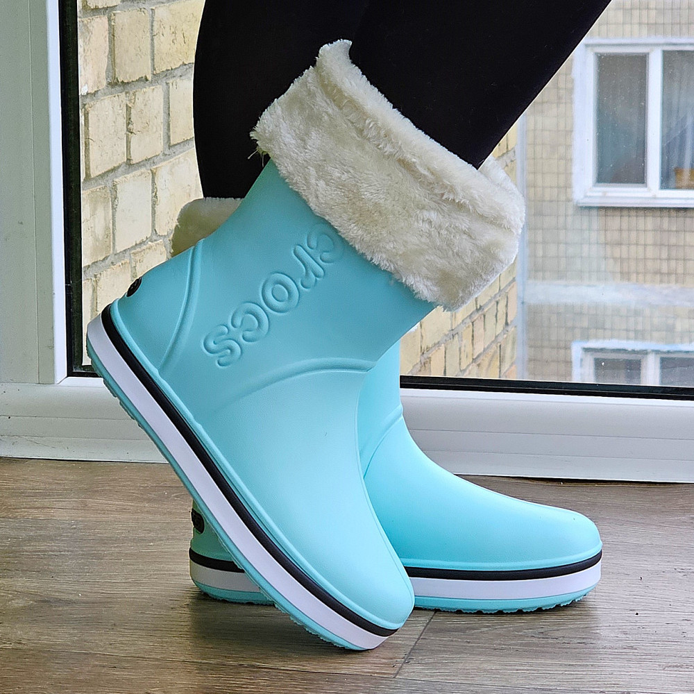 Жіночі Гумові Напівчоботи Блакитні CROCS Бірюзові Чоботи Крокси Теплі Зимові (розміри: 36,37,38,39,40,41) — Дніпро - фото 9