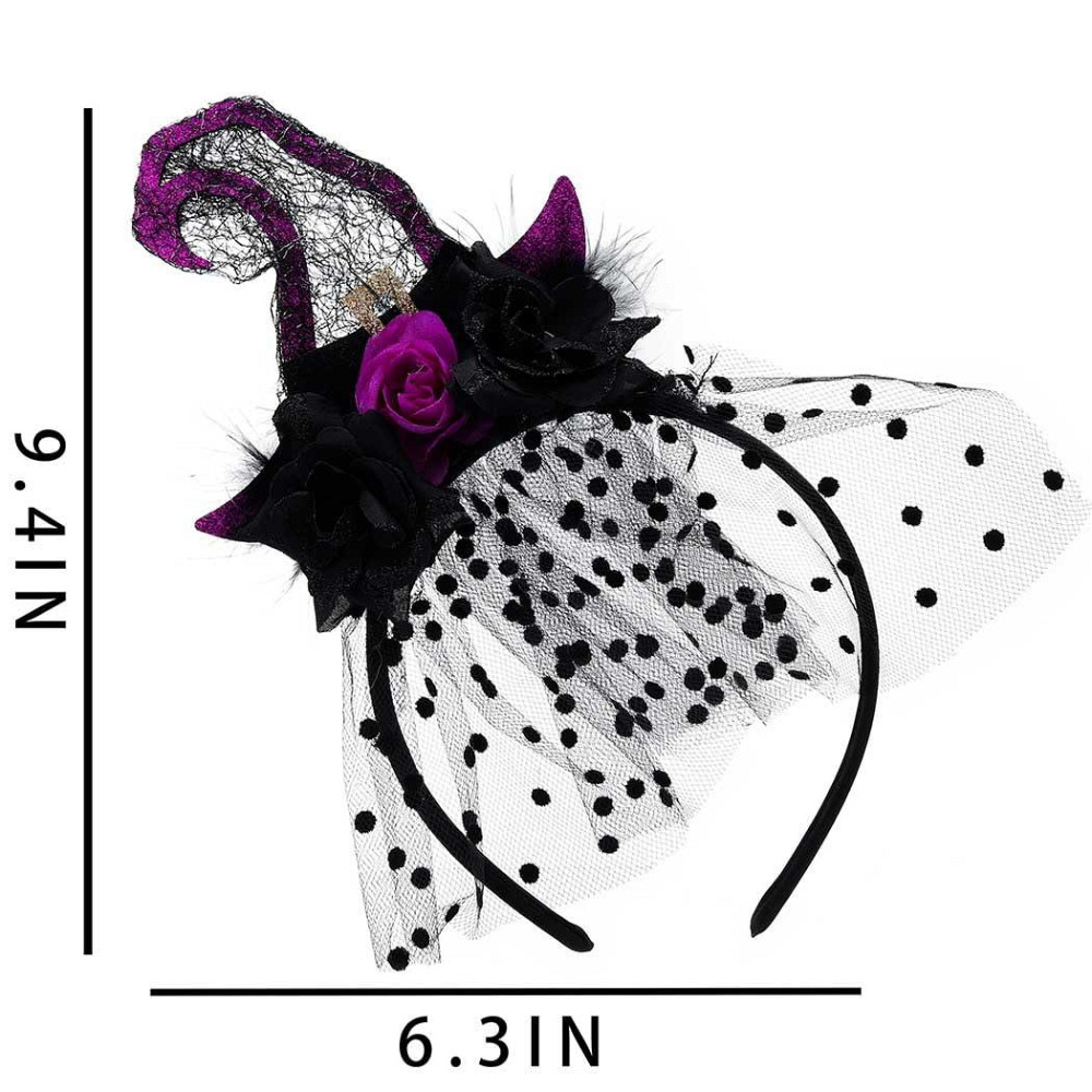 Діадема діадема Halloween з капелюхом відьми чорна кружевна вушка аксесуар на голову косплей карнавал Київ - фото 3