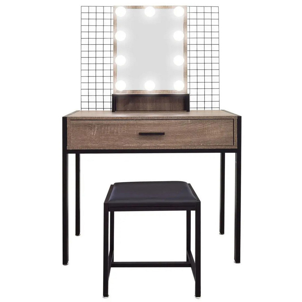 Туалетный столик с зеркалом и подсветкой + табурет AVKO ADT21 Walnut стол косметический Киев - изображение 1