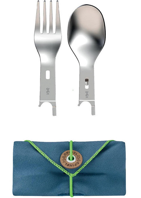 Набор Ложка - Вилка + салфетка из микрофибры для Opinel No.8 