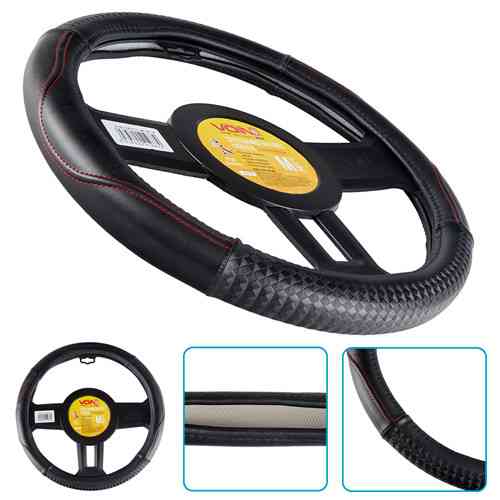 Чохол на кермо VLOD-24LC10 BK/RD M чорний/БО/шкіра Харків