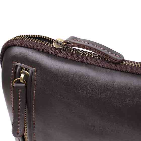 Елегантна чоловіча сумка з гладкої натуральної шкіри Shvigel 23150 Коричневий Київ