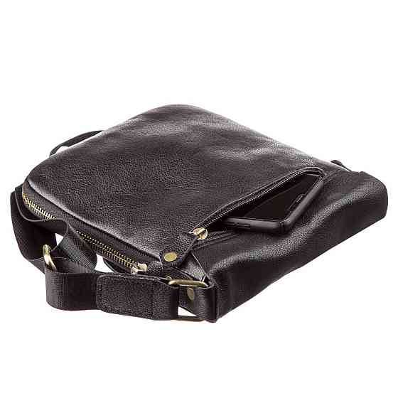 Чоловіча шкіряна сумка месенджер SHVIGEL 19113 Чорна Київ