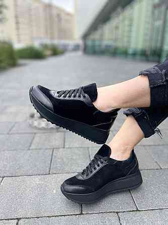 Mermaid Кросівки жіночі Mermaid чорні шкіра + замша весна-осінь (5155) Коломия