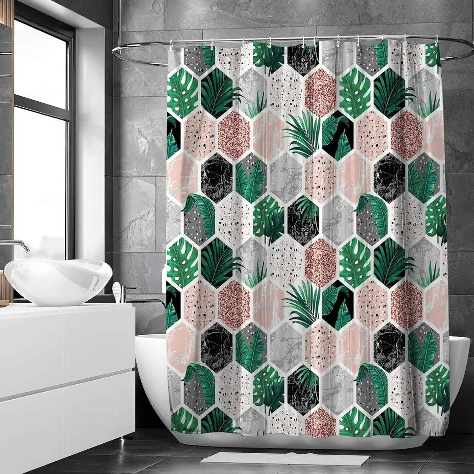 Шторка для ванны из полиэстера водонепроницаемая Bathlux 180x180 см с кольцами, занавеска для ванной комнаты Каменец-Подольский - изображение 2