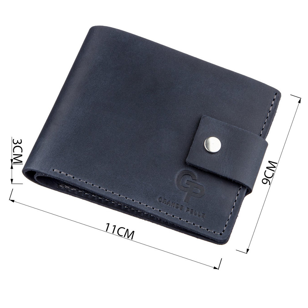 Качественное мужское портмоне в винтажном стиле GRANDE PELLE 11231 Синее Киев - изображение 4