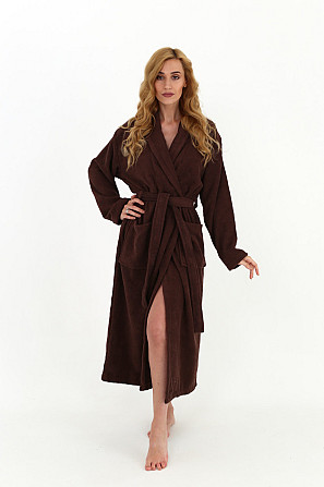 Жіночий халат Ideal Textile банний махровий коричневий (56860451) Чернівці - фото 1