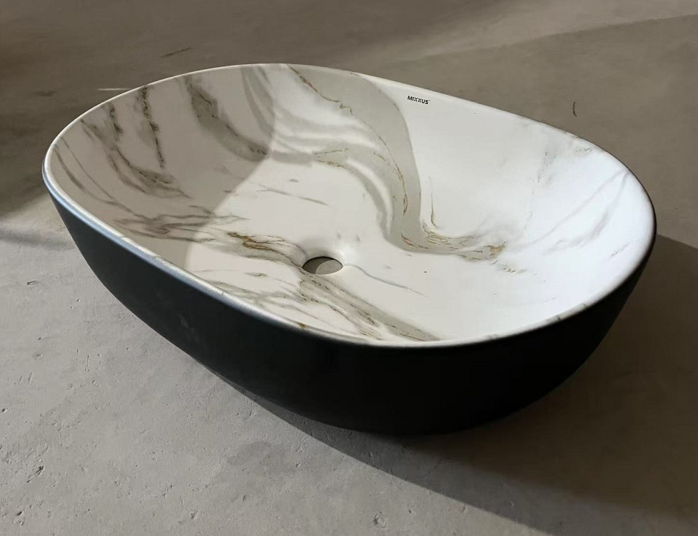 Раковина накладна MIXXUS PREMIUM ELLIPSE-0105 MARBLE-BLACK 600х400х150mm   ( MP6565 ) 39648 Харків - фото 8