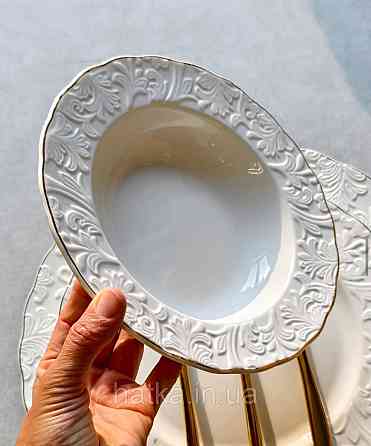 Тарілка глибока вінтажний стиль  21,5 см/350 мл біла  "Фростінг" 102-1201 для дому та ресторанів Київ