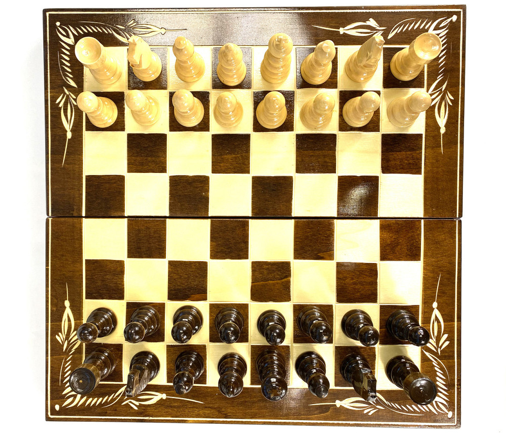 Шахматы, шашки, нарды, шахматная доска для игор 3 в 1 из натурального дерева размер 44.5х44.5 см (XL) Каменец-Подольский - изображение 9