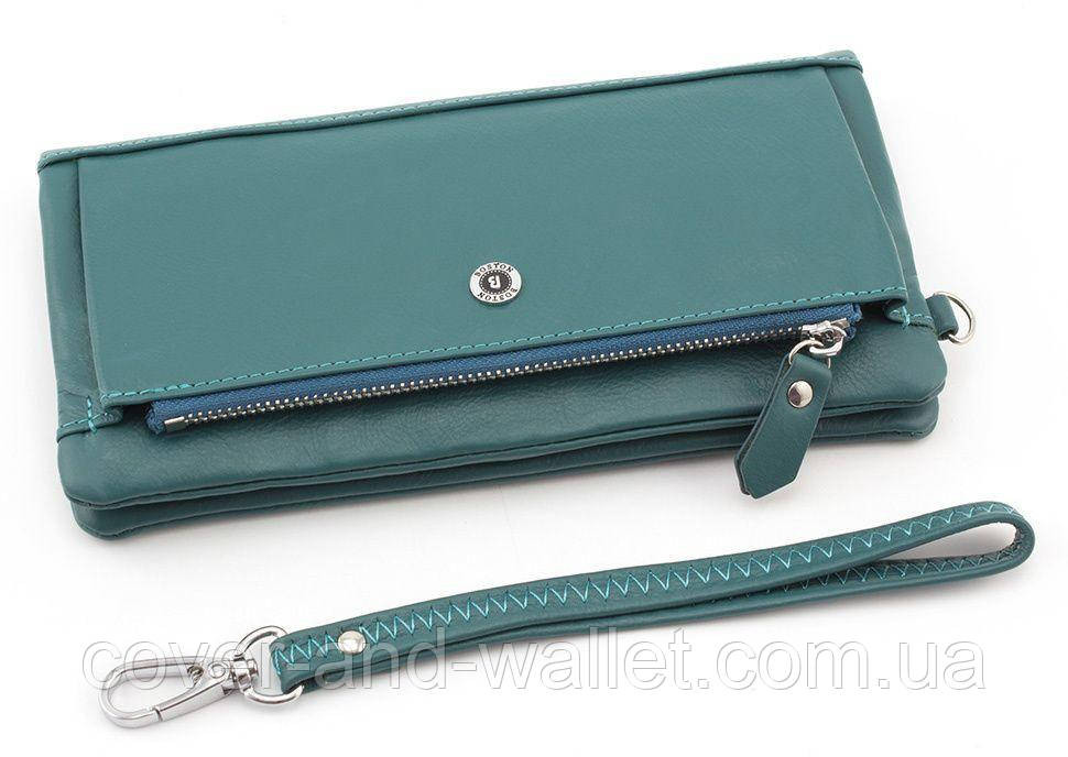 Стильний жіночий шкіряний гаманець клатч бірюзового кольору Boston B 213 Київ - фото 9