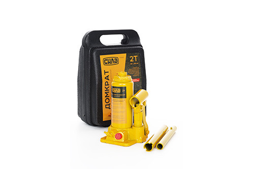 Домкрат гідравлічний пляшковий 2т (висота підйому 158-308мм) в кейсі СИЛА Київ - фото 1