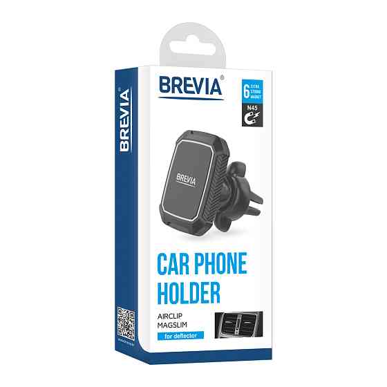 Держатель телефона автомобильный Brevia AirClip MagSlim на дефлектор, 6 магнитов Львов