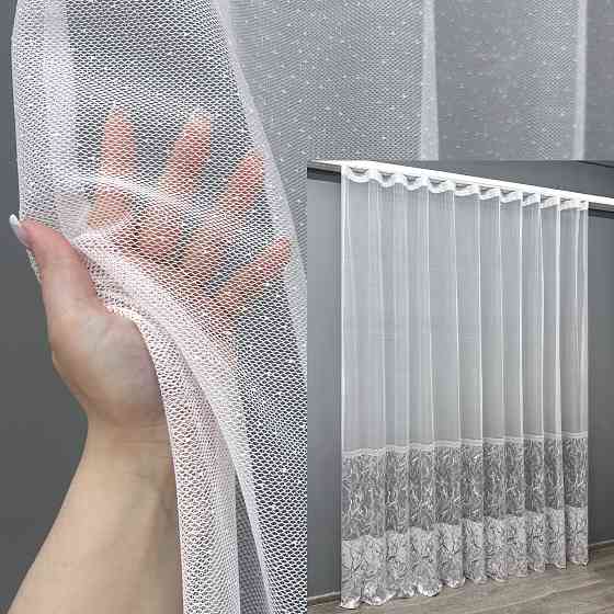 Тюль жаккард цвет белый с серым 1670т Киев